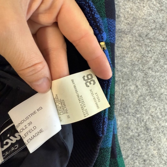 Vintage La Chic Jobis Plaid Bomber Jacket Blue Green Black Checkered Zip Up 36 - Picture 5 of 14